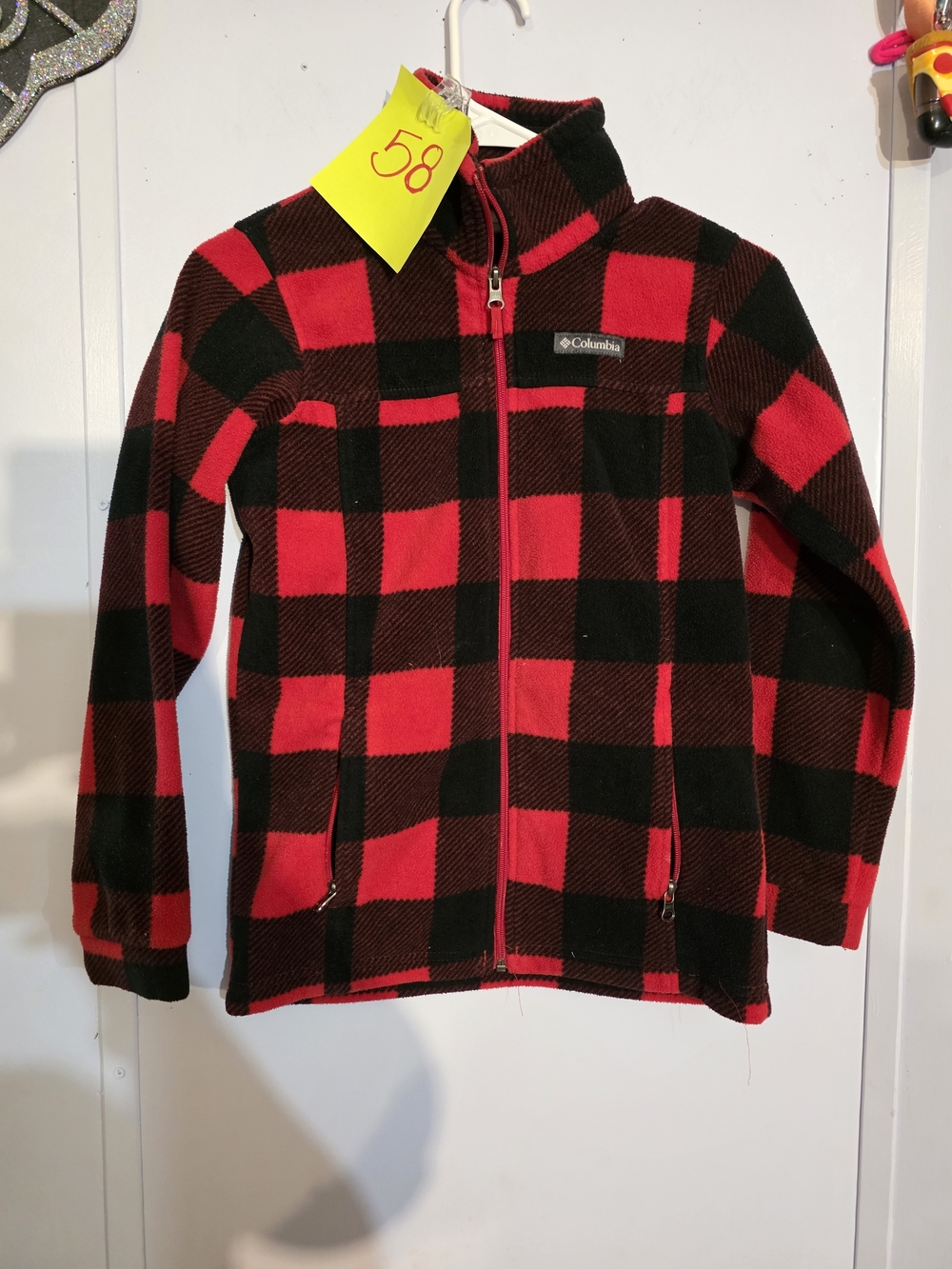 Columbia Red and Black Buffalo Plaid Fleece Jacket Childrens Size Medium